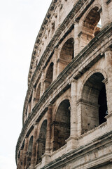 Fototapeta premium The super famous monument Colosseum in Rome, Italy, with trees on a Summer day