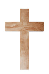Isolated Wooden Cross, Light Wood Grain