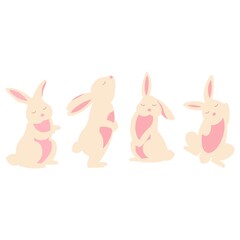 Fototapeta premium Easter clip art with cute bunnies 