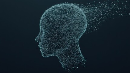 Obraz premium A futuristic wireframe human head with glowing digital connections