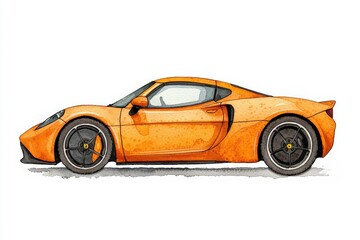 A vibrant orange sports car illustration showcasing sleek design and dynamic features, perfect for automotive enthusiasts.