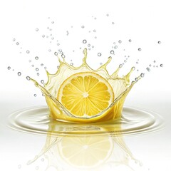 Lemon splashing into water isolated on white background. hd 4k