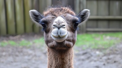 Fototapeta premium Charming Camel Portrait Captured in Natural Setting with Soft Light
