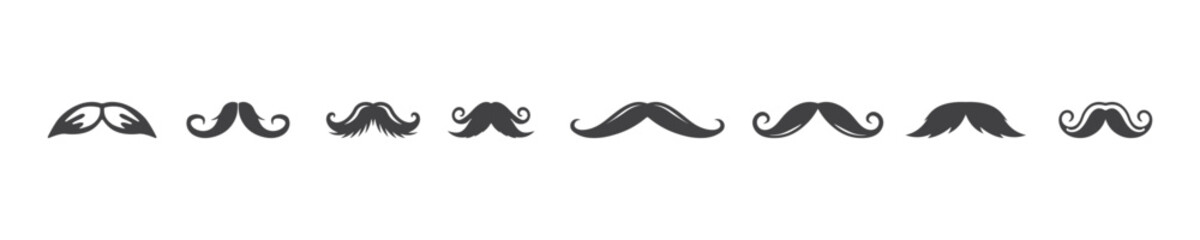 Professional Moustaches Logo Icons Silhouette Vector Illustration