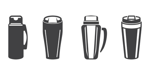 Professional Thermo Flask Logo Icons Silhouette Vector Illustration