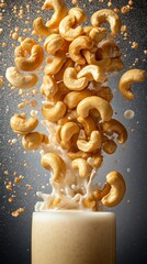 Fototapeta premium Cashew Milk Splash with Roasted Cashews