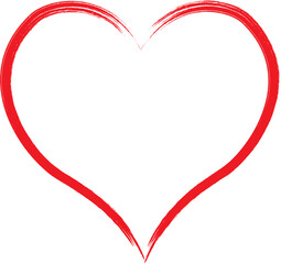 Red heart vector emblem or logo drawing, hand drawn flat cartoon sketch. Greeting card template for Valentine's Day and Mother's Day.