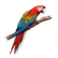 Obraz premium A vibrant parrot perched on a branch, showcasing its colorful feathers and lively personality, ideal for nature lovers.