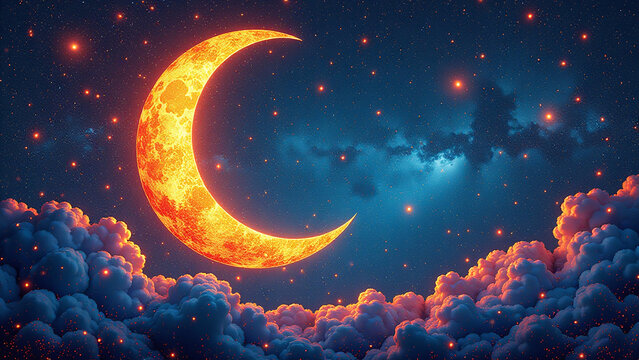 vibrant crescent moon designs convey peacefulness elegance