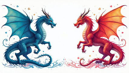 vibrant mythical creatures seen beautiful swirling color pattern elegant white