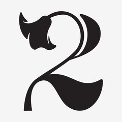 vector illustration floral of number 2