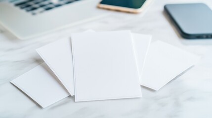 Blank sheets on desk create minimalist workspace ideal for creat