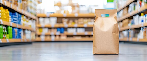 Brown paper bag on floor representing zero-waste lifestyle concepts and sustainable shopping practices