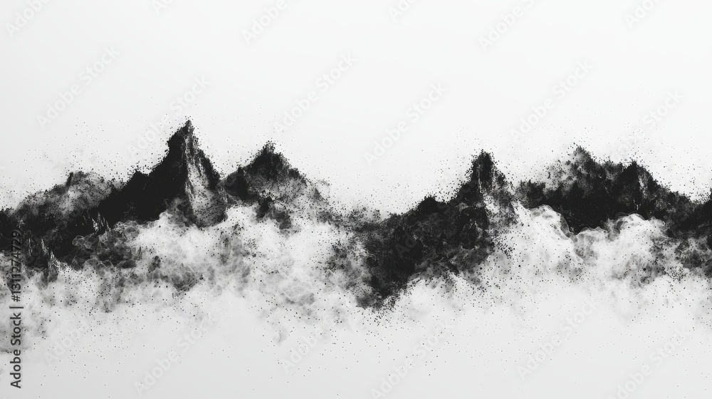 Poster a futuristic white background with abstract elements, featuring a big data visualization and a dynam