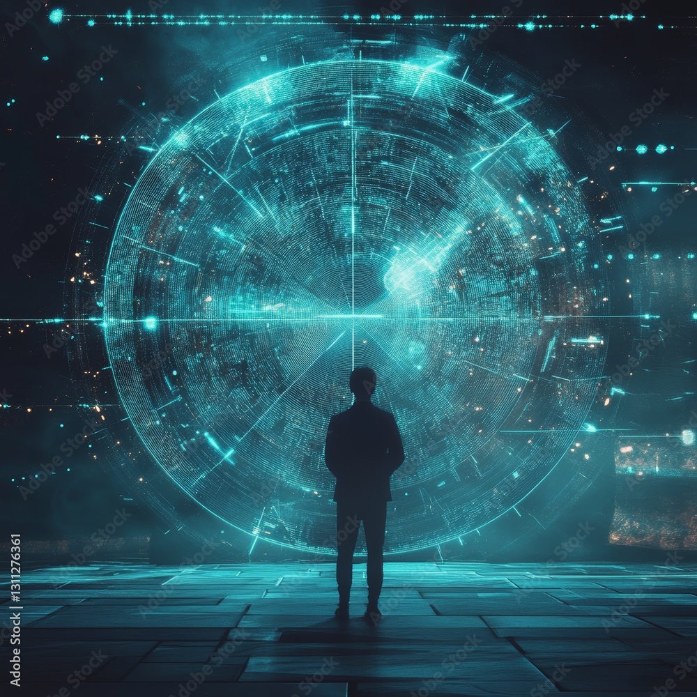 Poster futuristic visual representation of data and technology concepts