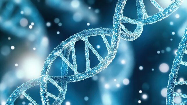 Bioluminescent Dna Strands In Abstract Sparkling Scene