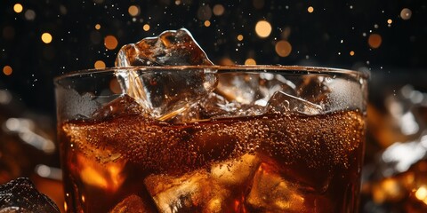 Refreshing iced tea sparkles in a glass under warm lighting at a summer gathering Generative AI