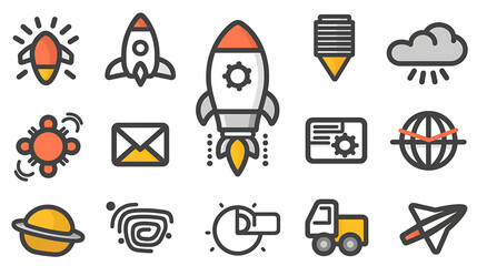 Modern Space and Innovation Icon Set
