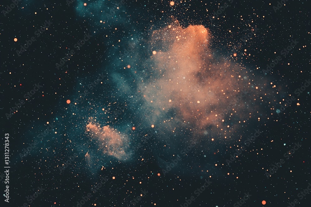 Aufkleber Abstract connected dots form a wireless communication network set against a space background, creating an abstract visual representation of the internet of things