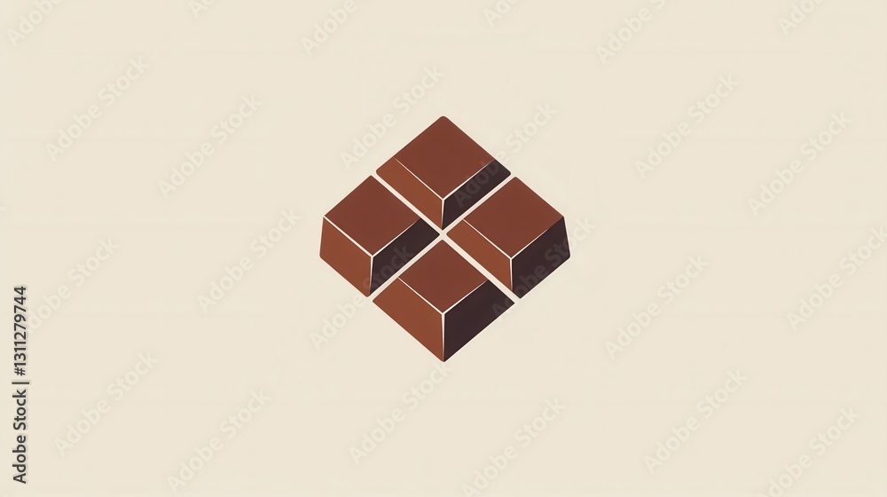 Poster clean and simple design of a flat chocolate bar logo featuring rich brown tones for branding and mar