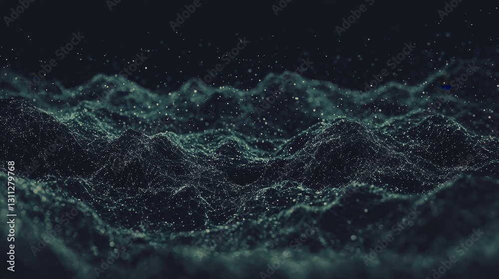 Aufkleber The background is an abstract technology setting with network connections and big data visualization, all in 4k rendering
