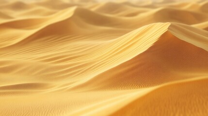 Golden yellow sand dunes under soft natural sunlight in a landscape