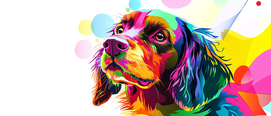 Obraz premium Vibrant Boykin Spaniel Dog with Colorful Abstract Coat Showcasing Unique Patterns and Textures Perfect for Pet Lovers and Art Enthusiasts Seeking Eye-Catching Imagery