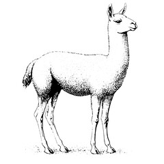 Fototapeta premium Elegant engraving of a llama captured in detail for artistic tattoo and packaging design inspiration