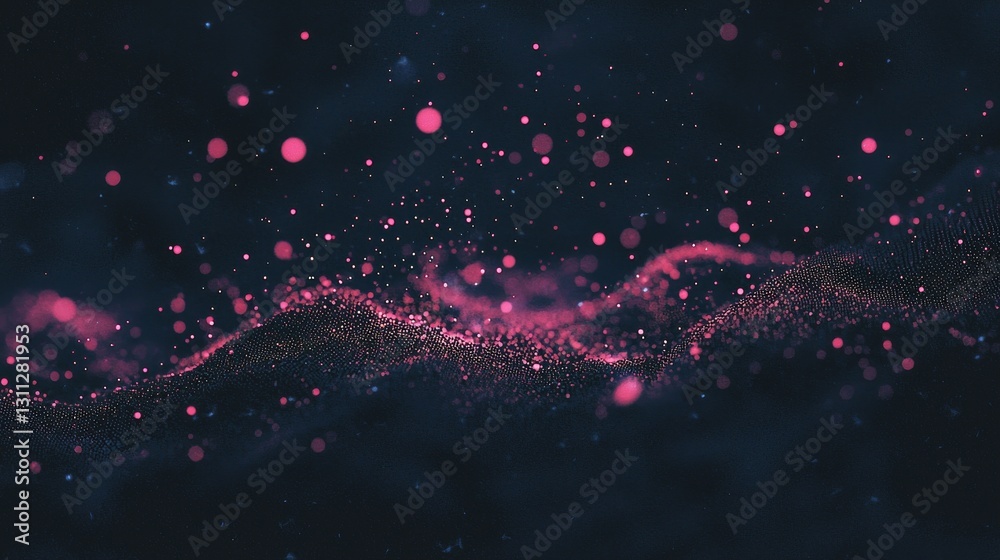 Poster big data visualization is represented by a futuristic dots background, incorporating color music sou