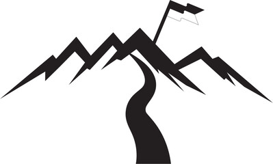 Minimalist Mountain Silhouette with Nature and Adventure Elements