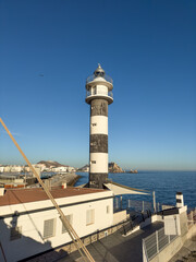 Faro de Aguilas a los pies del Castillo de San Juan, Murcia