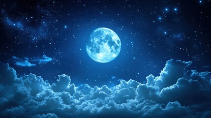 Celestial moonlight night sky scenic view digital art serene environment abstract design