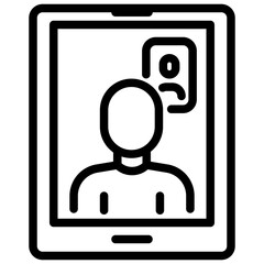tablet video call vector outline icon