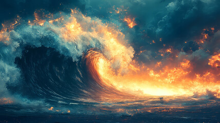 A big ocean wave breaking on the beach.