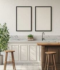 Modern Farmhouse Kitchen with Blank Frames