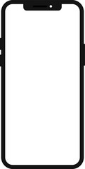 Modern black vector illustration of mobile gadget - Flat drawing modern smartphone. Phone display with white screen isolated. Transparent screen modern smartphone design. Smartphone vector icon