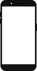 Modern black vector illustration of mobile gadget - Flat drawing modern smartphone. Phone display with white screen isolated. Transparent screen modern smartphone design. Smartphone vector icon