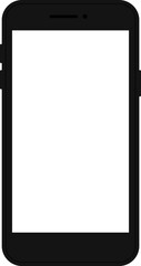 Modern black vector illustration of mobile gadget - Flat drawing modern smartphone. Phone display with white screen isolated. Transparent screen modern smartphone design. Smartphone vector icon