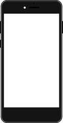 Modern black vector illustration of mobile gadget - Flat drawing modern smartphone. Phone display with white screen isolated. Transparent screen modern smartphone design. Smartphone vector icon
