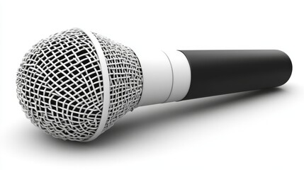 Microphone laying down on white background
