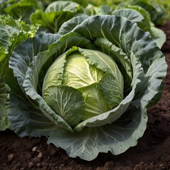 Obraz premium cabbage in the garden , cabbage vetgetable