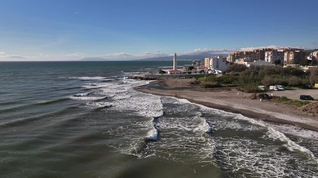 Faro de Torrox situado en Malaga, Andalucia, Espa&ntilde;a