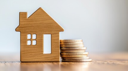House surrounded by stacks of coins representing affordable housing programs and financial solutions for everyone