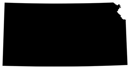 Kansas state silhouette map in black color