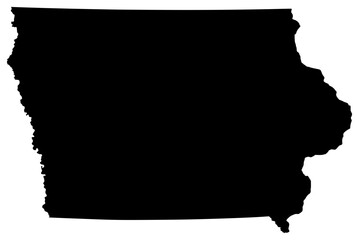 Iowa state silhouette map in black color
