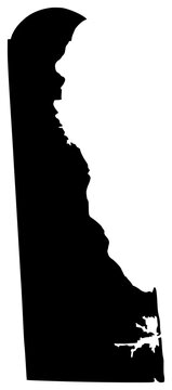 Delaware state silhouette map in black color