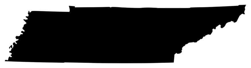 Tennessee state silhouette map in black color