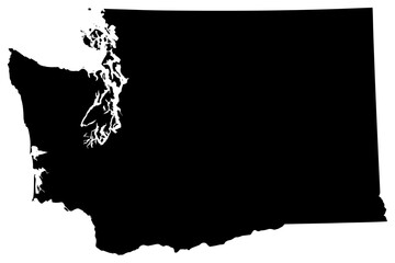 Washington state silhouette map in black color