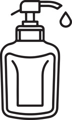 hand sanitizer line art, black outline, vector and illustration, coloring book page line art drawing