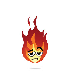 tired fire mascot illustration for design. cute and playful concept.  flame, burning, hot, inferno, danger, energy, and firestorm themes themes
